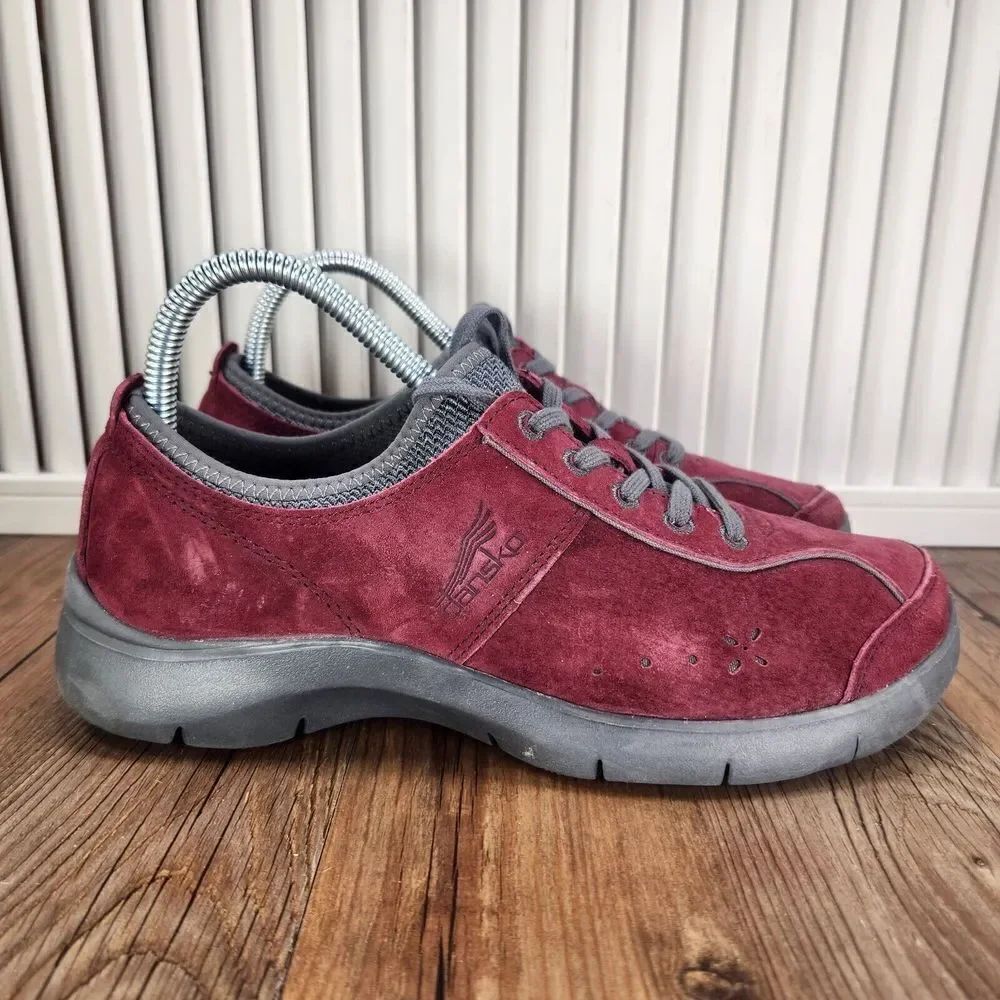 Dansko Elise Women Sz 6.5 EU 37 Maroon Red Suede Walking Nursing  Sneakers Shoes